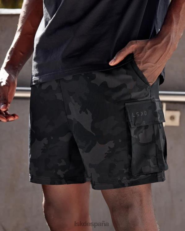 LSKD hombres Pantalón corto cargo Energy Stretch Performance - camuflaje negro 8T6NZ1094 vestir