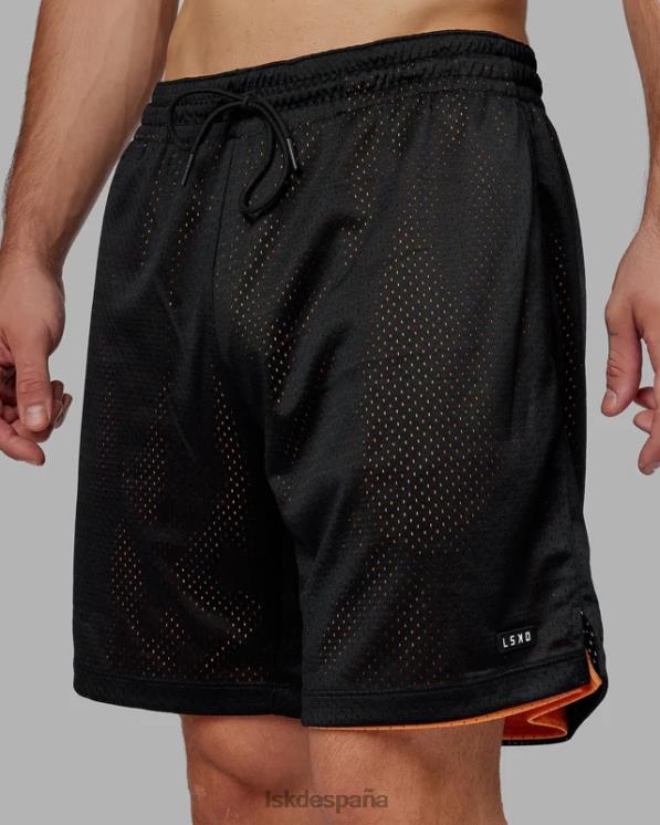LSKD hombres pantalón corto de baloncesto hiper reversible - negro-mandarina 8T6NZ1095 vestir