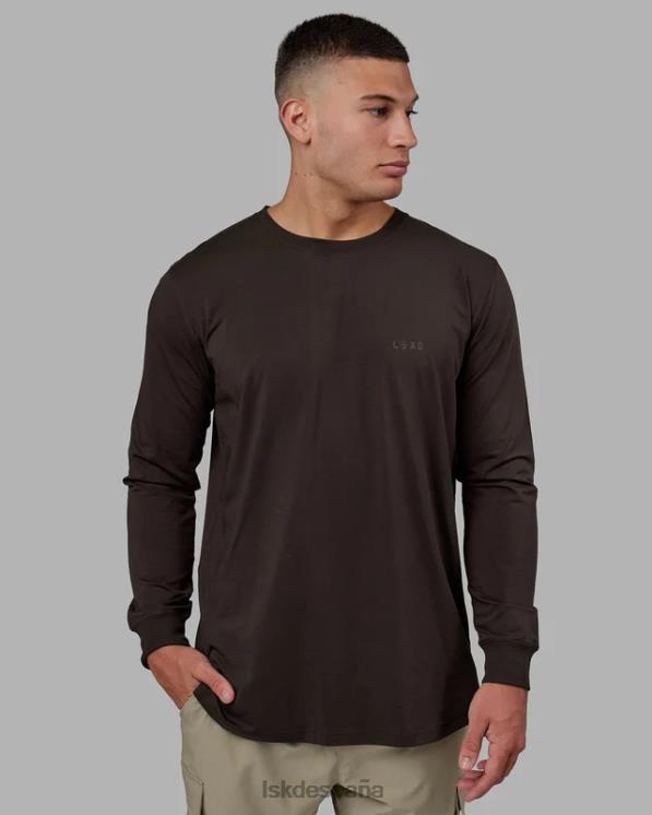 LSKD hombres Camiseta de lujo pimaflx ls - nogal oscuro 8T6NZ953 vestir
