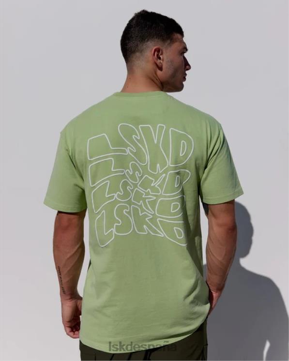 LSKD hombres Camiseta extragrande con palangre y peso pesado de Mad Happy - Green Fig 8T6NZ962 vestir