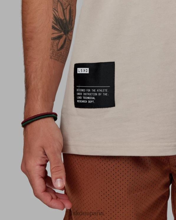 LSKD hombres Camiseta extragrande de peso pesado de I+D - beige esquisto 8T6NZ958 vestir