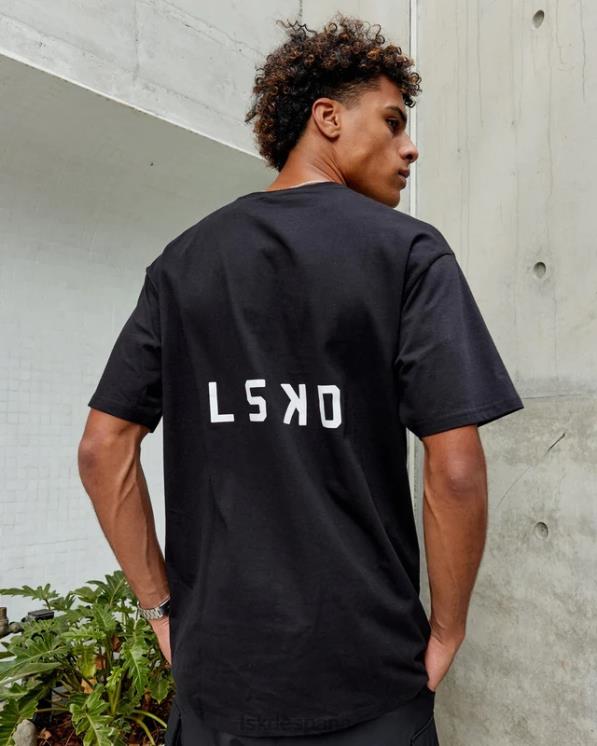 LSKD hombres Camiseta larga de peso pesado de gran tamaño - negro 8T6NZ935 vestir