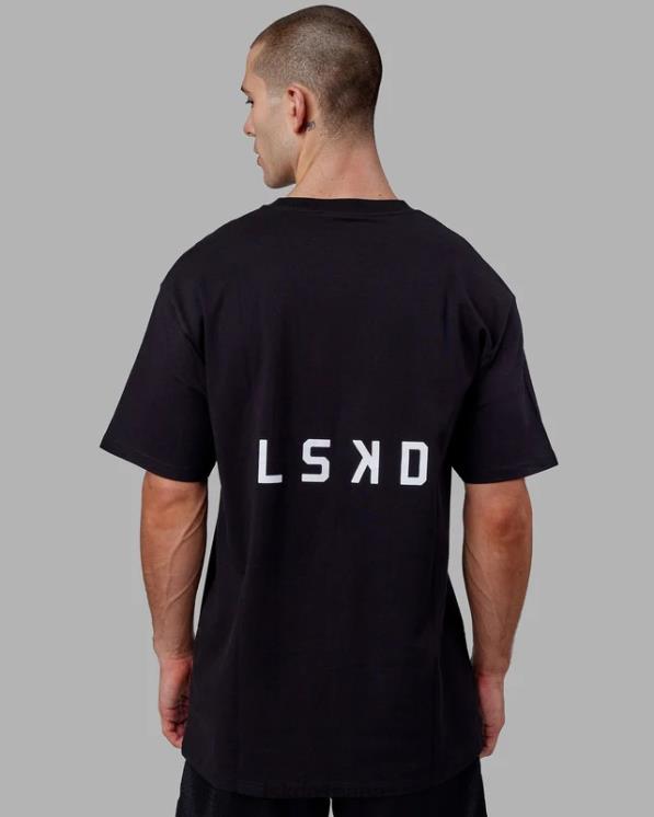 LSKD hombres Camiseta larga de peso pesado de gran tamaño - negro 8T6NZ935 vestir