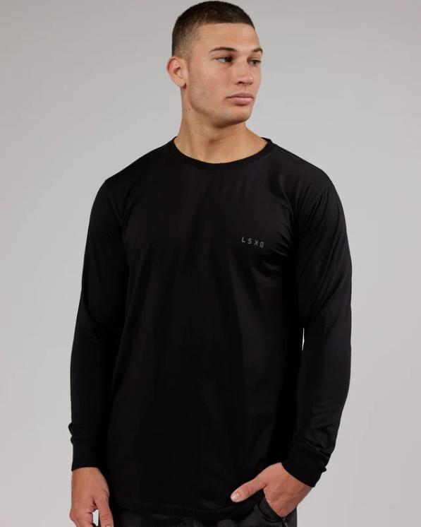 LSKD hombres Camiseta pimaflx ls de lujo - negro 8T6NZ972 vestir