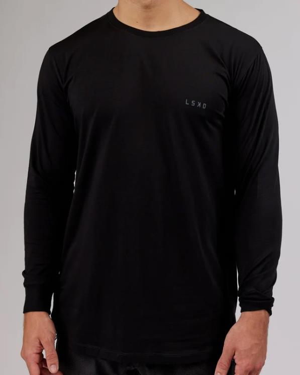 LSKD hombres Camiseta pimaflx ls de lujo - negro 8T6NZ972 vestir