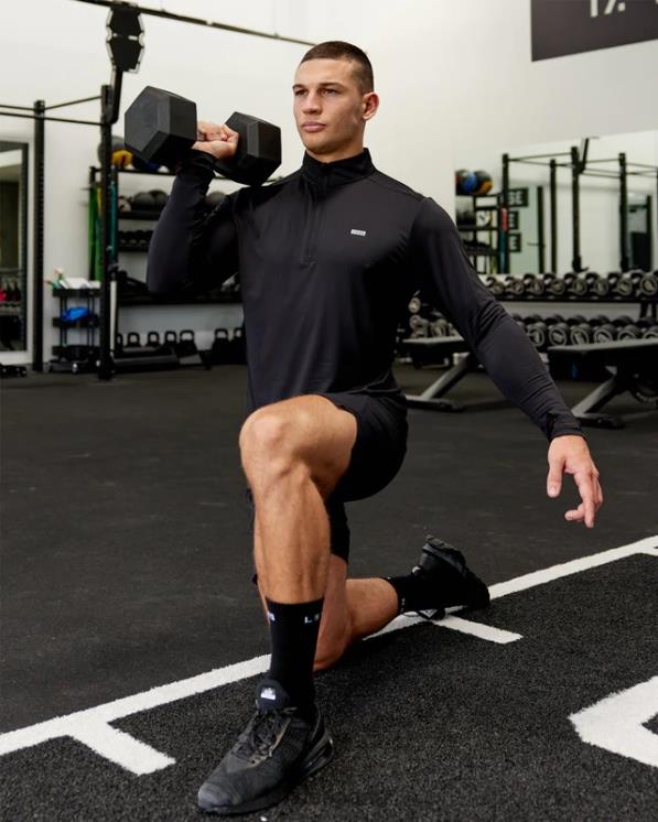 LSKD hombres Manga larga activa con cremallera de 1/4 aerodinámica - negro 8T6NZ984 vestir