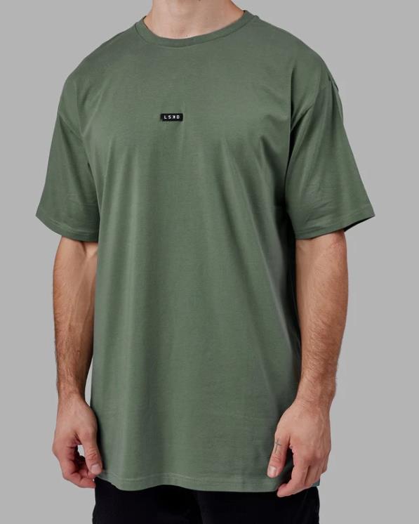 LSKD hombres fundamental flxcotton tee palangre oversize - bosque oscuro 8T6NZ246 vestir