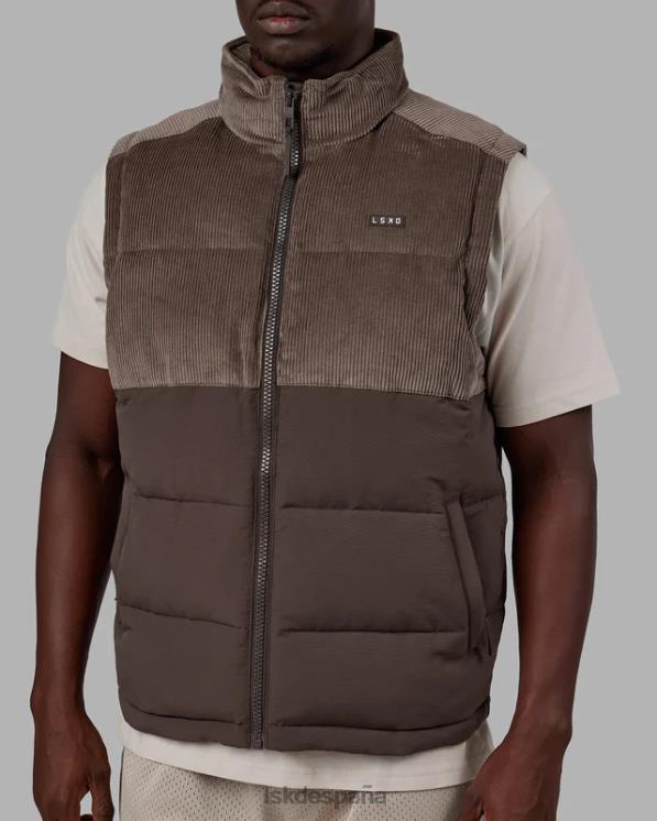 LSKD hombres Chaleco acolchado clásico de pana - nogal-bellota 8T6NZ1056 vestir