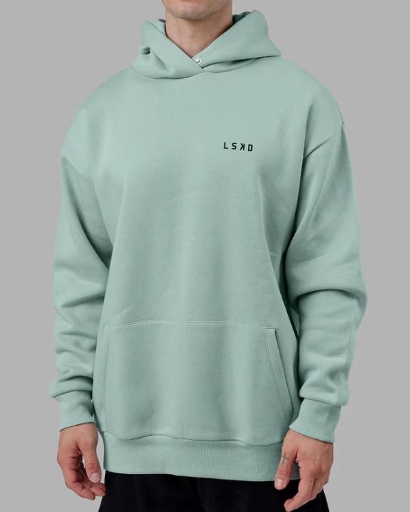 LSKD hombres sudadera con capucha de esfuerzo de gran tamaño - turquesa pastel 8T6NZ1033 vestir