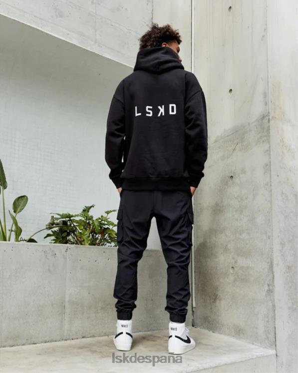 LSKD hombres sudadera con capucha de gran tamaño - negro 8T6NZ1029 vestir