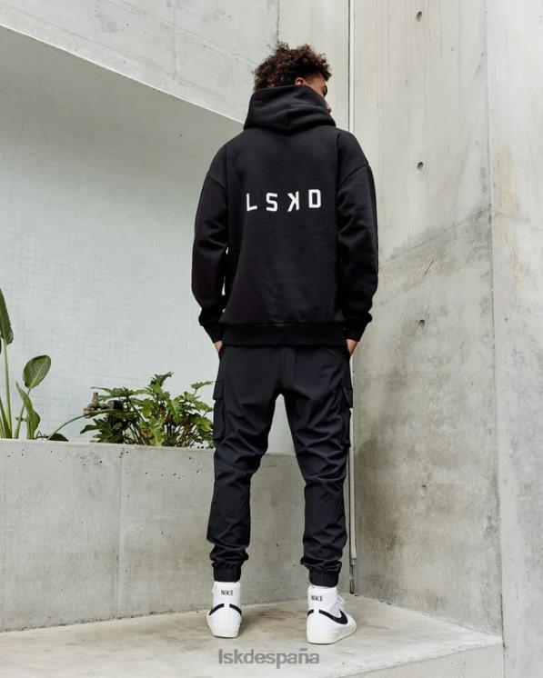 LSKD hombres sudadera con capucha de gran tamaño - negro 8T6NZ1029 vestir