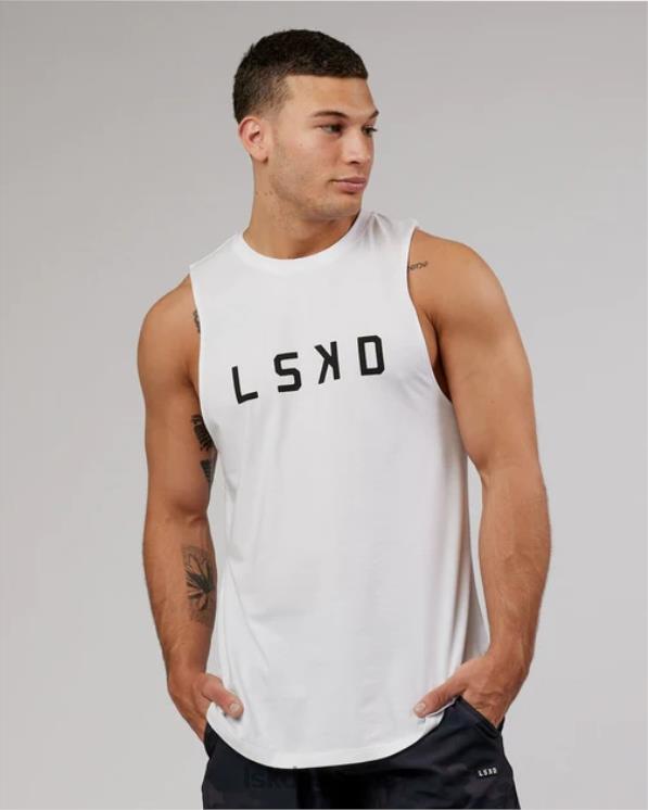 LSKD hombres Camiseta de tirantes power flxdry Training Fit - blanco-negro 8T6NZ1024 vestir