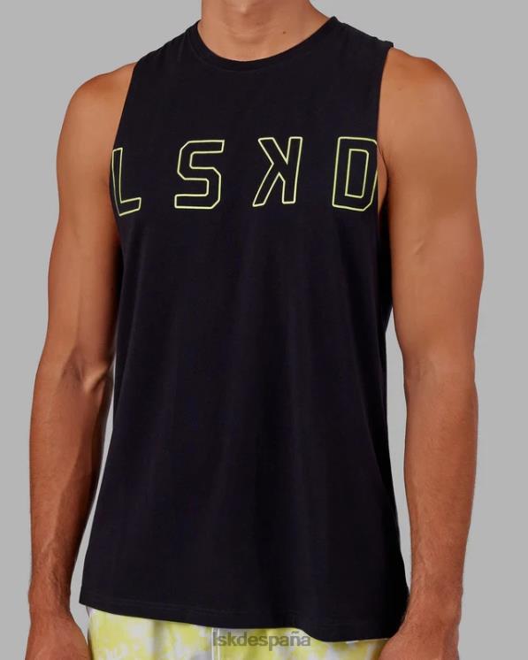 LSKD hombres Camiseta sin mangas de entrenamiento Expand flxcotton - negro-verde cítrico 8T6NZ1007 vestir