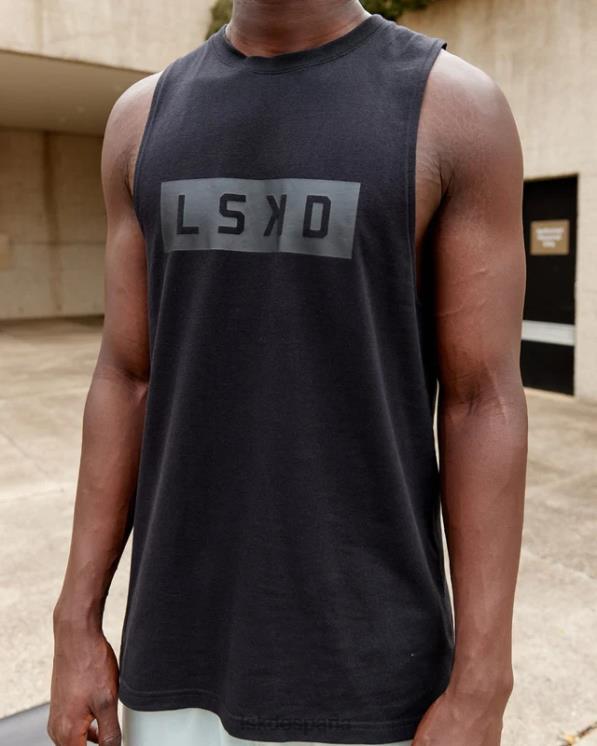 LSKD hombres Camiseta sin mangas de rendimiento Strength Flxdry Training Fit - Negro 8T6NZ1002 vestir