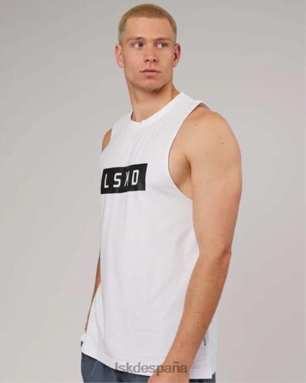 LSKD hombres Camiseta sin mangas de rendimiento Strength Flxdry Training Fit - blanco-negro 8T6NZ1016 vestir