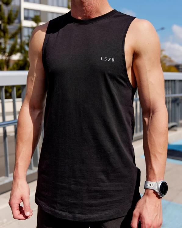 LSKD hombres tanque pimaflx de lujo - negro 8T6NZ1010 vestir