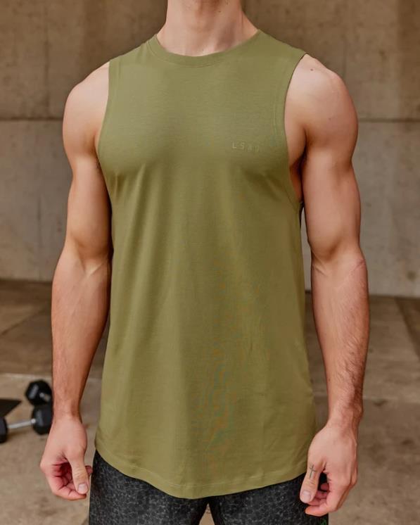 LSKD hombres tanque pimaflx de lujo - piedra musgo 8T6NZ988 vestir