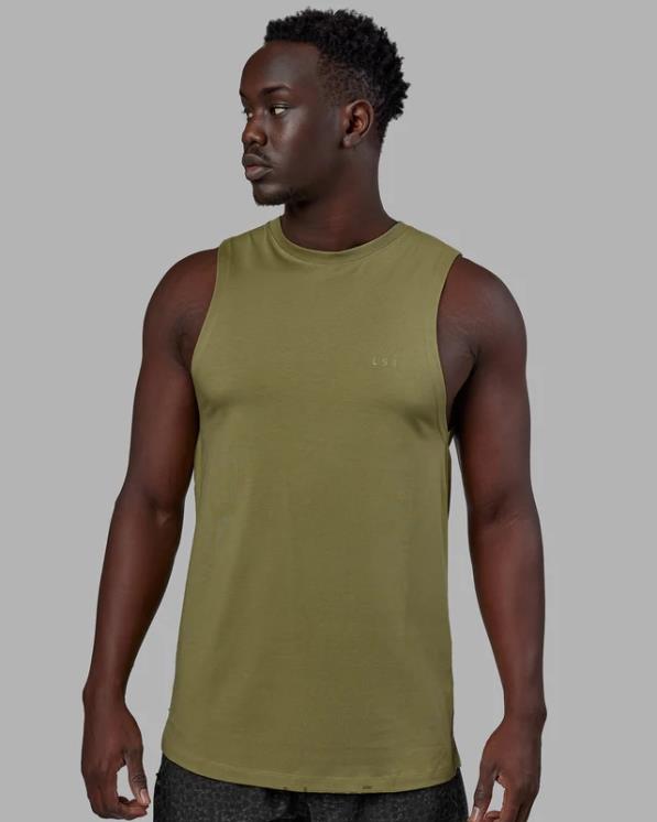 LSKD hombres tanque pimaflx de lujo - piedra musgo 8T6NZ988 vestir