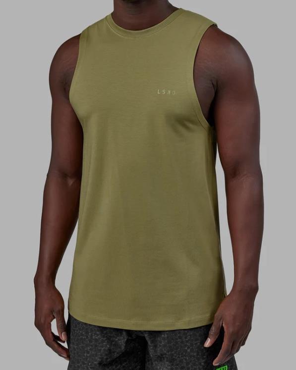 LSKD hombres tanque pimaflx de lujo - piedra musgo 8T6NZ988 vestir