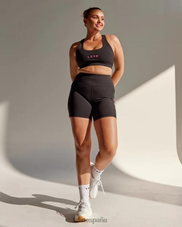LSKD mujer pantalón corto medio rep - negro-magenta neón 8T6NZ625 vestir