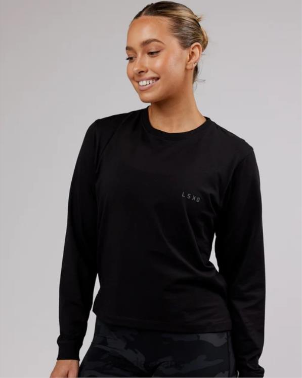 LSKD mujer Camiseta pimaflx ls de lujo - negro 8T6NZ301 vestir