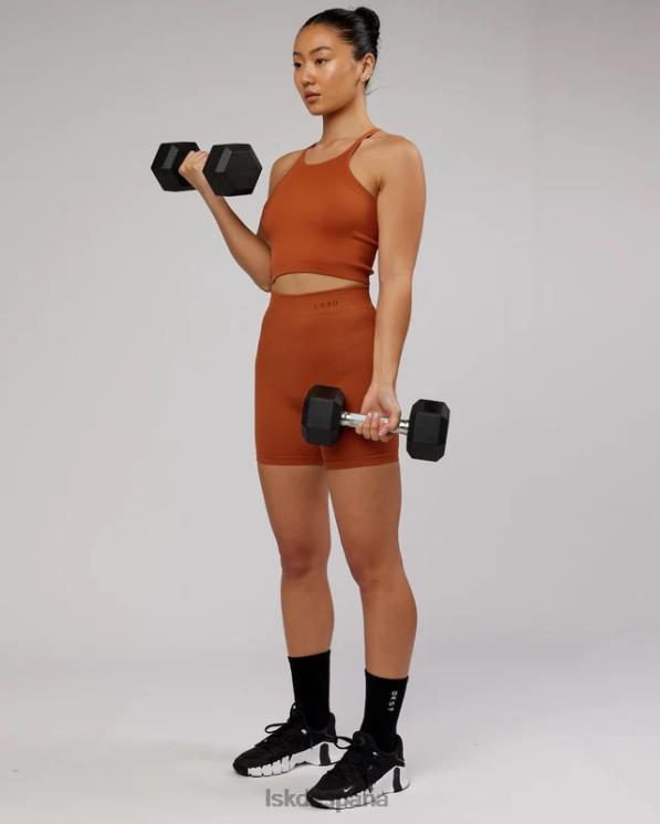 LSKD mujer Camiseta sin mangas acanalada minimalista sin costuras - castaño rojizo 8T6NZ202 vestir