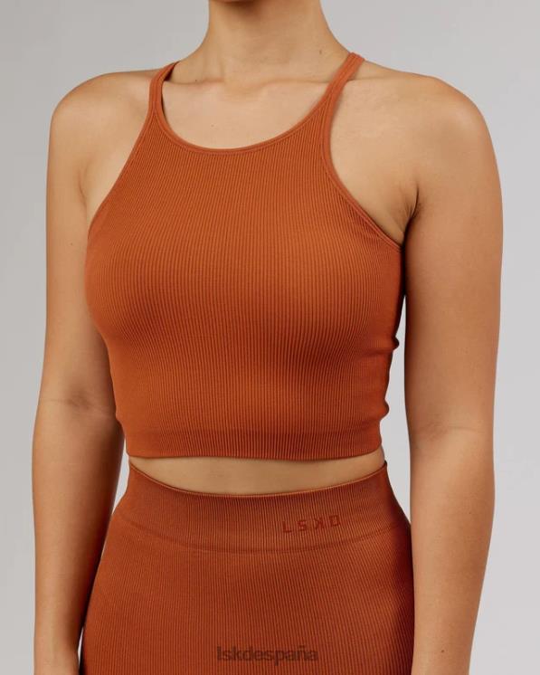 LSKD mujer Camiseta sin mangas acanalada minimalista sin costuras - castaño rojizo 8T6NZ202 vestir