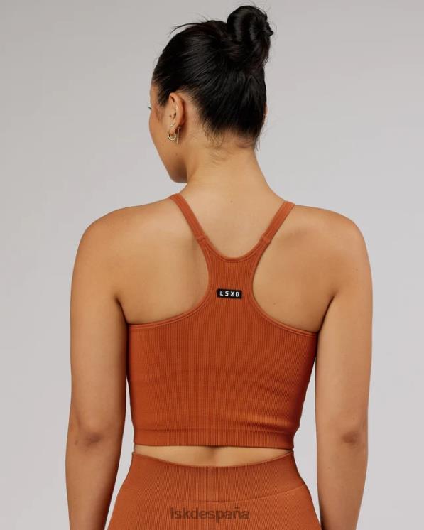 LSKD mujer Camiseta sin mangas acanalada minimalista sin costuras - castaño rojizo 8T6NZ202 vestir