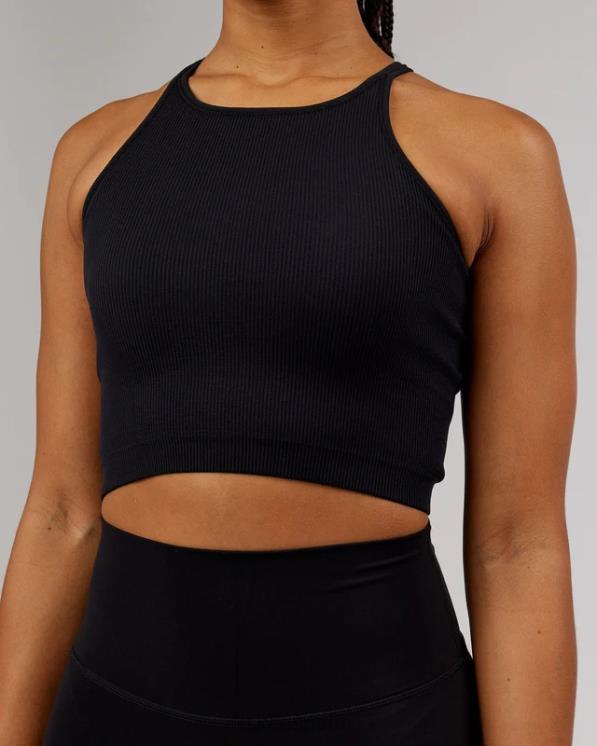 LSKD mujer Camiseta sin mangas acanalada minimalista sin costuras - negro 8T6NZ130 vestir
