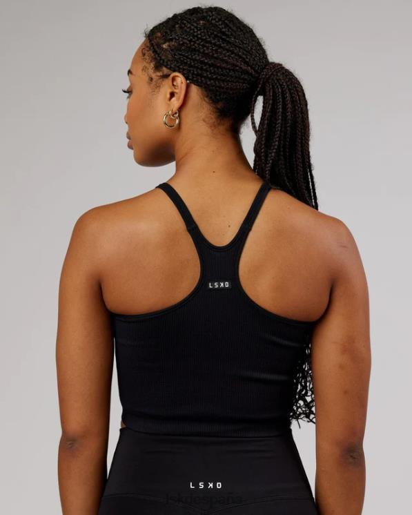 LSKD mujer Camiseta sin mangas acanalada minimalista sin costuras - negro 8T6NZ130 vestir