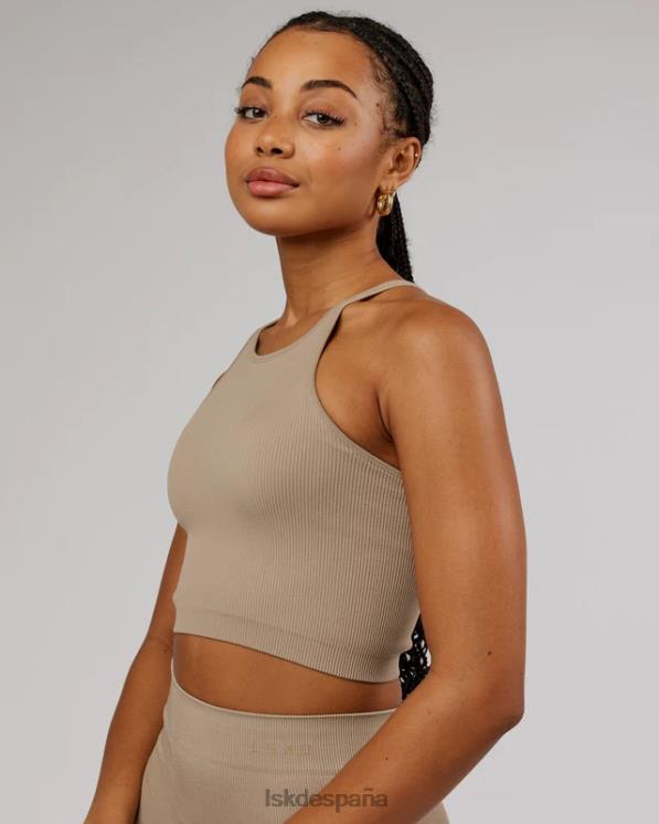 LSKD mujer Camiseta sin mangas acanalada minimalista sin costuras - taupe 8T6NZ200 vestir