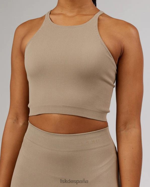 LSKD mujer Camiseta sin mangas acanalada minimalista sin costuras - taupe 8T6NZ200 vestir