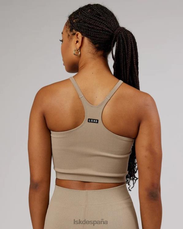 LSKD mujer Camiseta sin mangas acanalada minimalista sin costuras - taupe 8T6NZ200 vestir