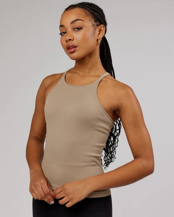 LSKD mujer Camiseta sin mangas acanalada sin costuras minimalista - taupe 8T6NZ210 vestir