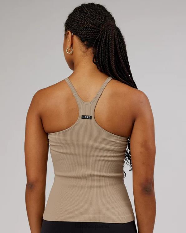 LSKD mujer Camiseta sin mangas acanalada sin costuras minimalista - taupe 8T6NZ210 vestir