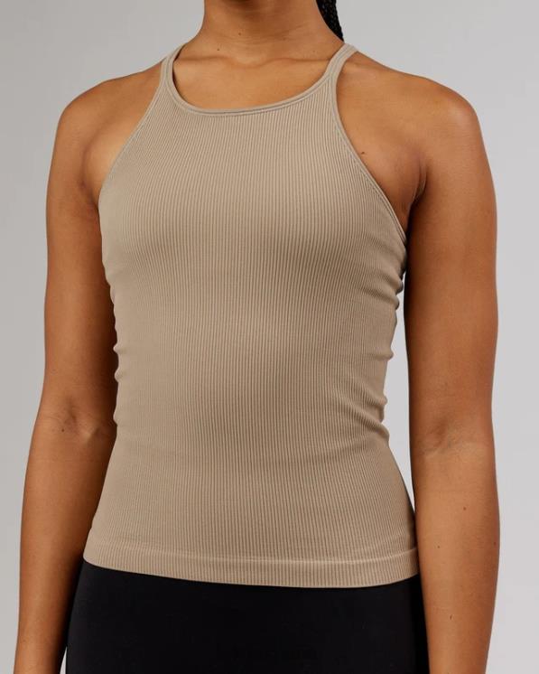 LSKD mujer Camiseta sin mangas acanalada sin costuras minimalista - taupe 8T6NZ210 vestir