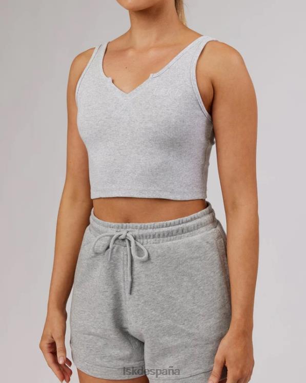 LSKD mujer Camiseta sin mangas con cuello en V y canalé - lt grey marl 8T6NZ189 vestir