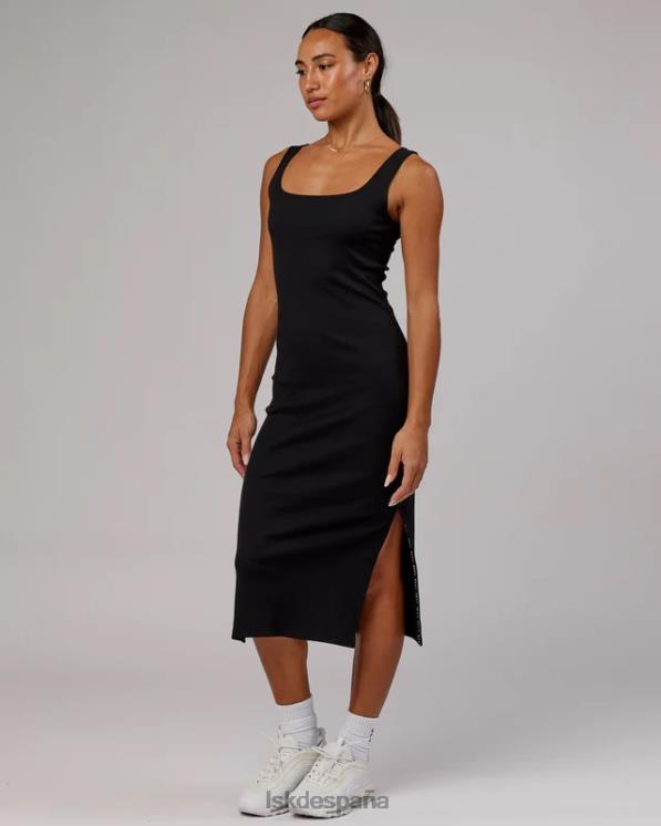 LSKD mujer vestido de tirantes de canalé ava - negro 8T6NZ504 vestir