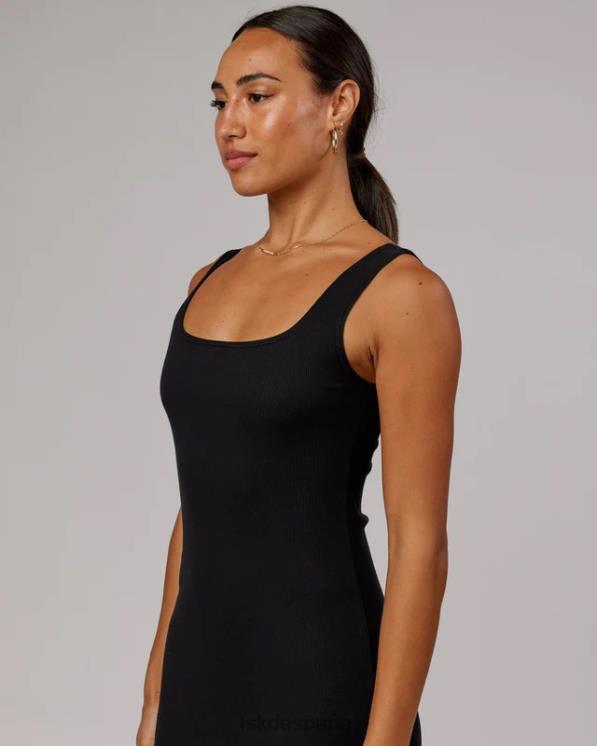 LSKD mujer vestido de tirantes de canalé ava - negro 8T6NZ504 vestir