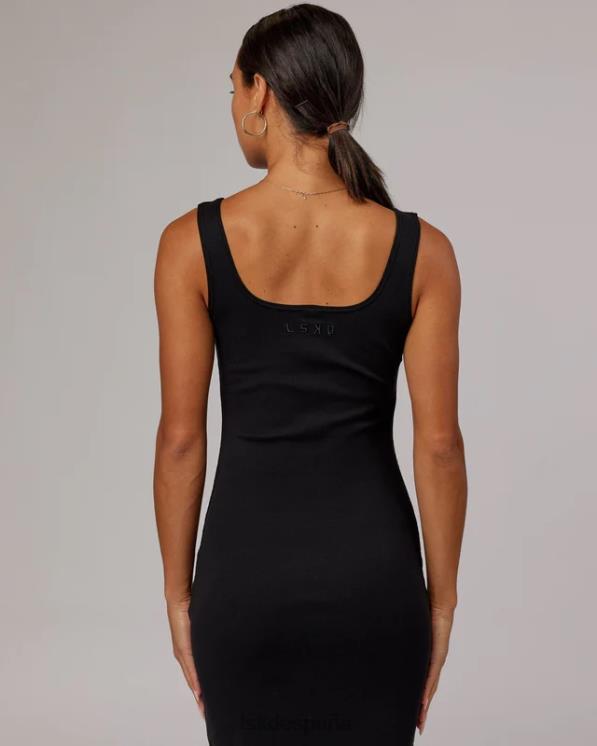 LSKD mujer vestido de tirantes de canalé ava - negro 8T6NZ504 vestir