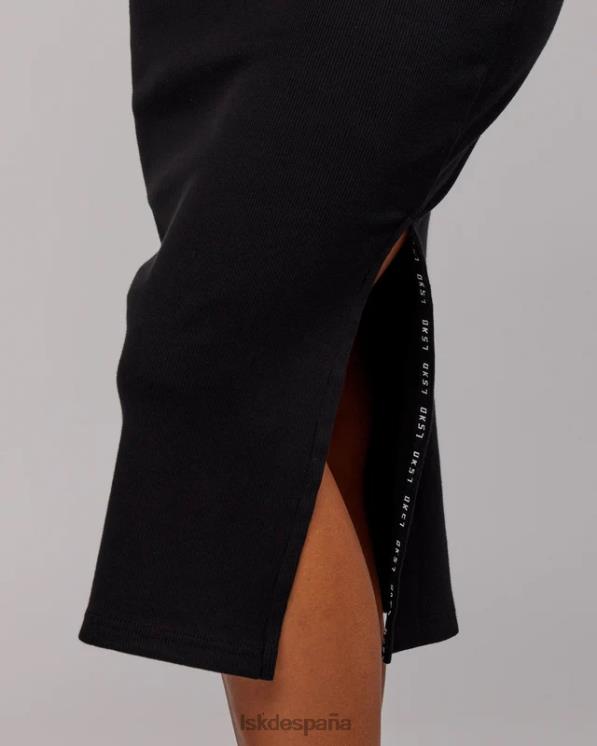 LSKD mujer vestido de tirantes de canalé ava - negro 8T6NZ504 vestir