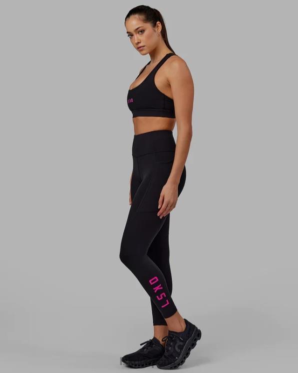 LSKD mujer legging largo rep - negro-magenta neón 8T6NZ614 vestir