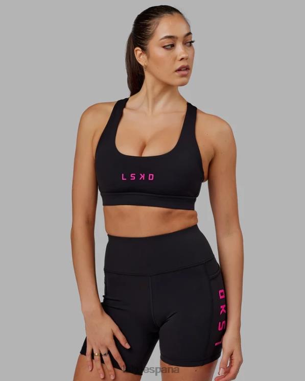 LSKD mujer Sujetador deportivo rep con logo pequeño - negro-magenta neón 8T6NZ34 vestir