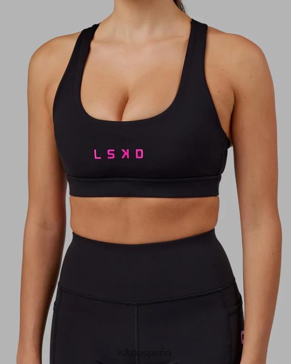 LSKD mujer Sujetador deportivo rep con logo pequeño - negro-magenta neón 8T6NZ34 vestir