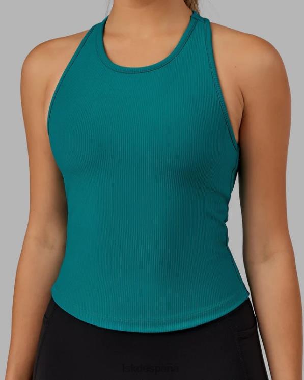 LSKD mujer Sujetador sin mangas de alto rendimiento con estante de canalé - verde mar 8T6NZ148 vestir