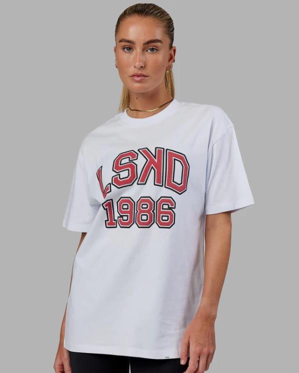 LSKD unisexo Camiseta extragrande Alumni Heavyweight - blanco-rojo 8T6NZ330 vestir