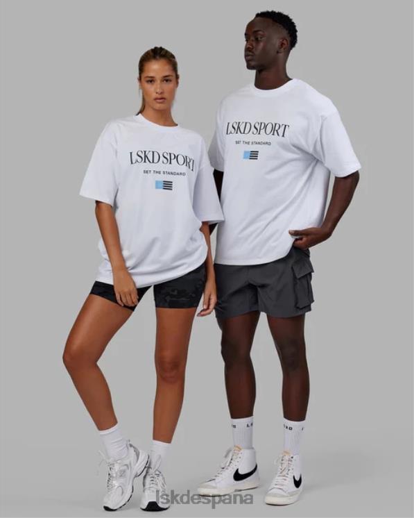 LSKD unisexo Camiseta extragrande con bandera pesada - blanco 8T6NZ299 vestir