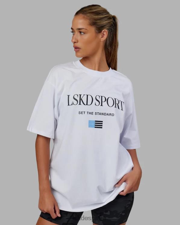 LSKD unisexo Camiseta extragrande con bandera pesada - blanco 8T6NZ299 vestir