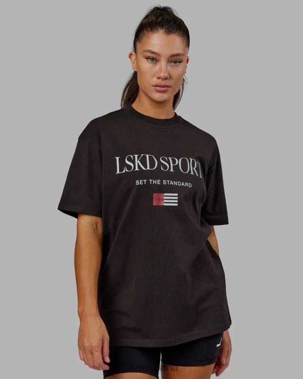LSKD unisexo Camiseta extragrande con bandera pesada - nogal oscuro 8T6NZ250 vestir