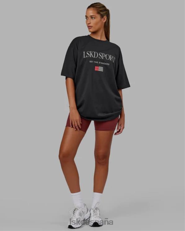 LSKD unisexo camiseta con bandera pesada de gran tamaño - phantom 8T6NZ298 vestir